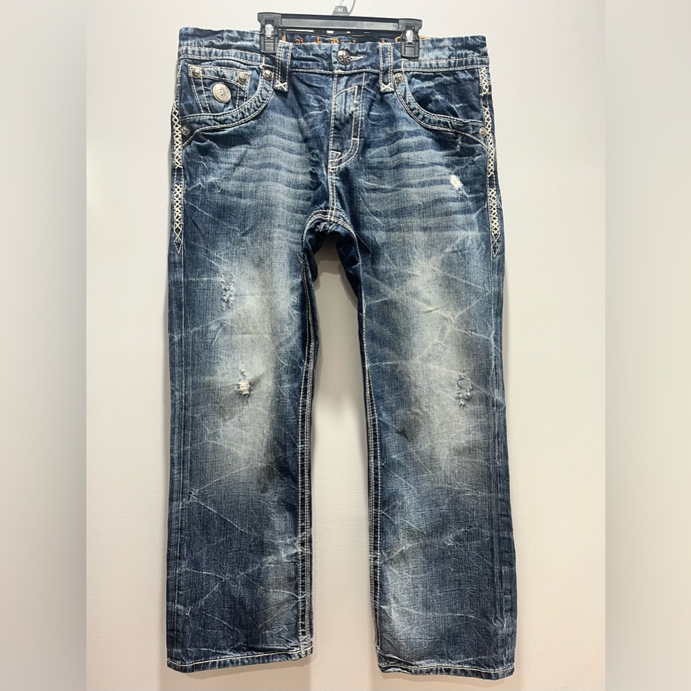 Men's Distressed Blue Denim Jeans